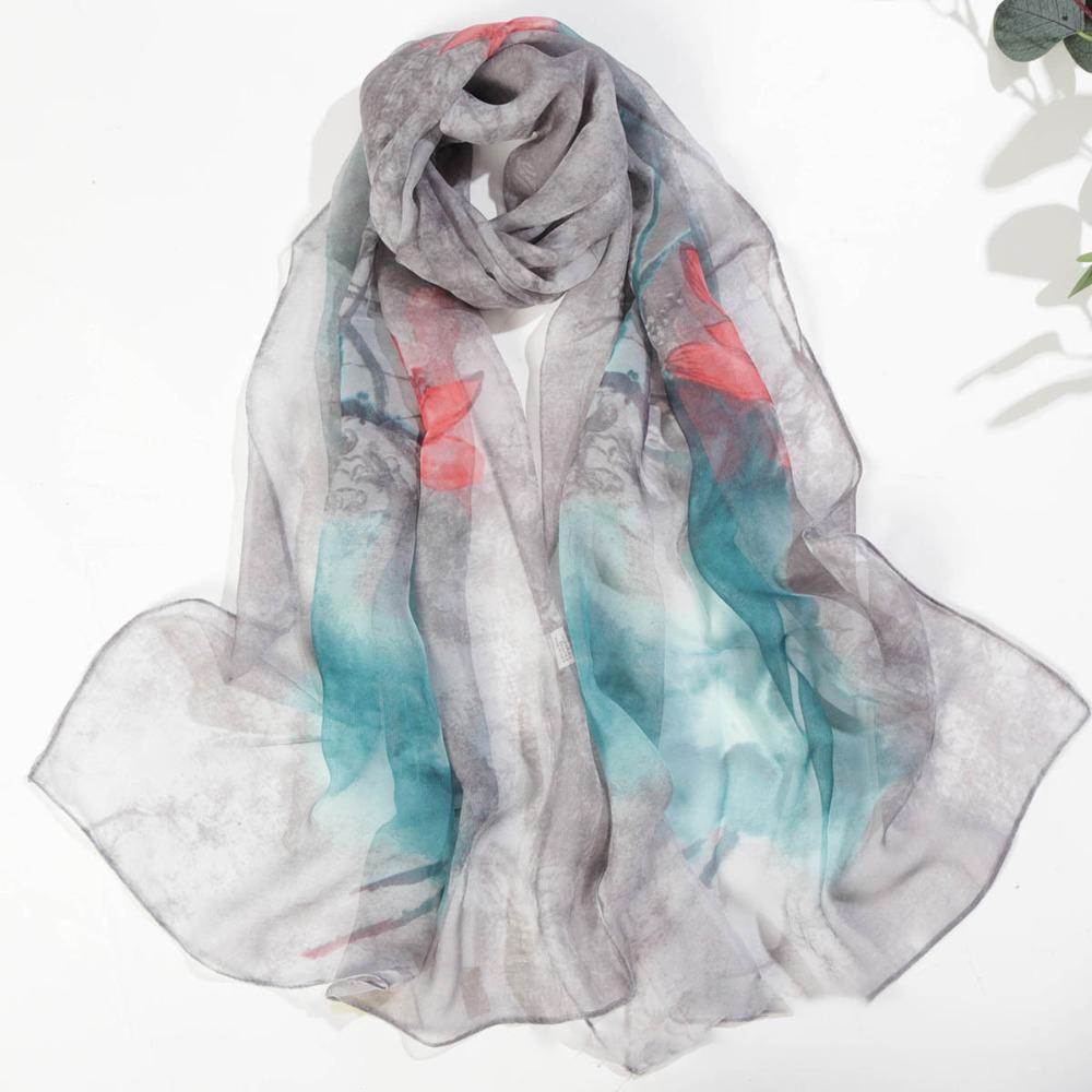 Floral Printing Thin Scarf Sun Protection Wrap Headscarf  for Beach and Sun Protection