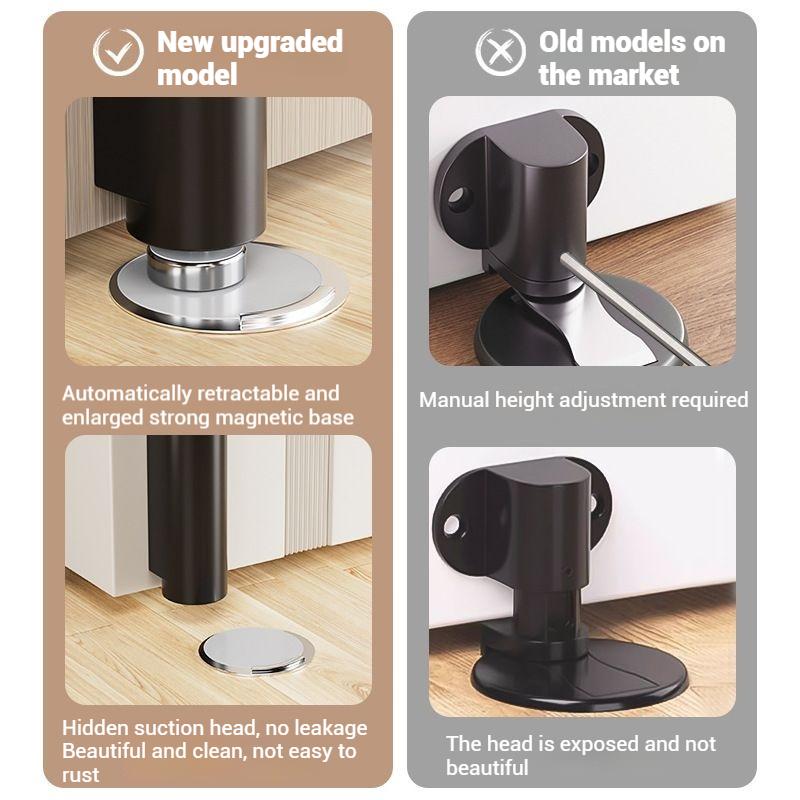 Magnetic Door Stopper Stainless Steel Heavy Duty Door Stop Black Nail-free Door Suction Door Holder Door Stop Hardware