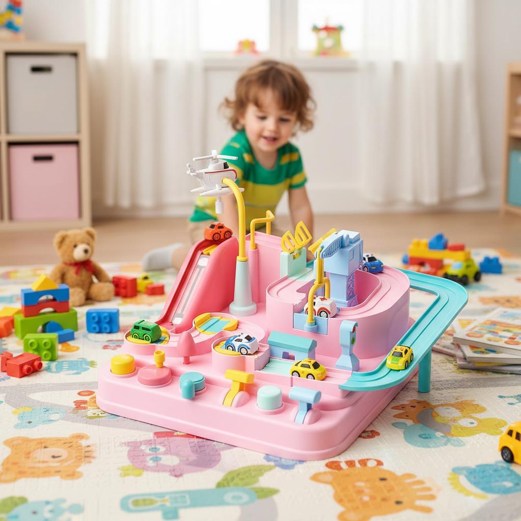 Racing Rail Car Modell Lernspielzeug Kinder Verfolgen Abenteuerspiel Gehirn Mechanische Interaktive Zugtiere Weltraumraketenspielzeug