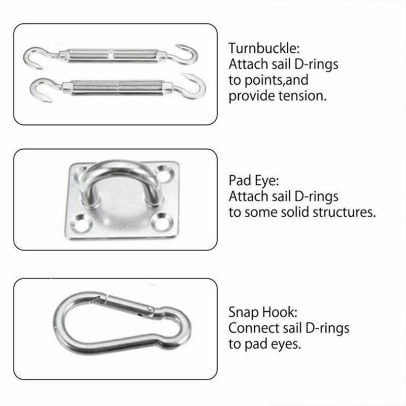 Outdoor Patio Rectangle Awning Attachment Set Stainless for Sun Shade Sail Canopy Fitting Heavy Duty Shade Sail Hardware