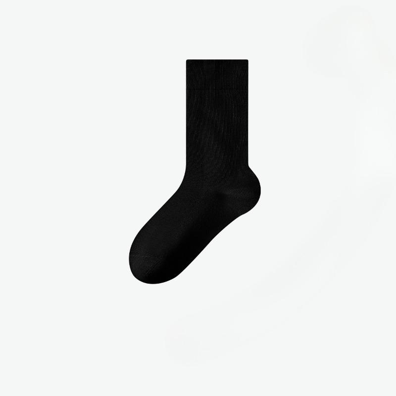 Female Spring and Autumn Pure Cotton Pure Color Antibacterial Deodorant Comfortable Boneless Tube Moon Socks