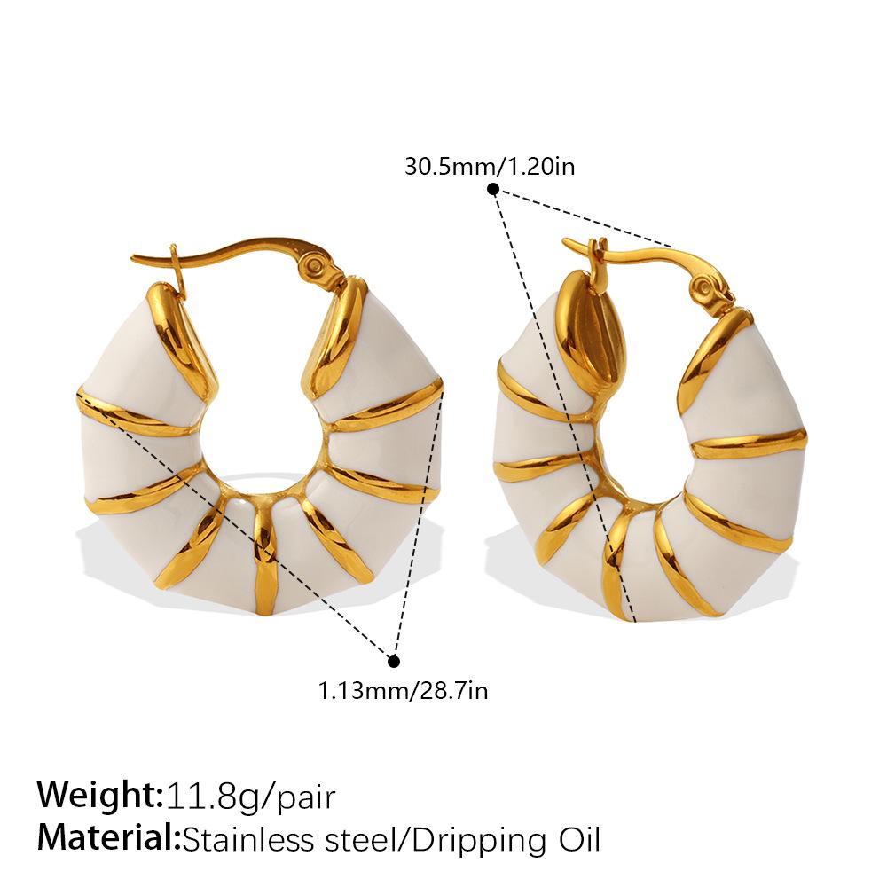 European and American amber twist resin earrings women's stainless steel retro U-shaped high-end design earrings
