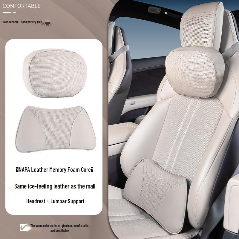 Xiaomi SU7/Ultra/YU7 Magnetic Headrest Neck & Lumbar Support Leather Cushion