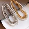 Chain Pearl Beaded Round Layered Necklace Retro Luxury Clavicle Jewelry