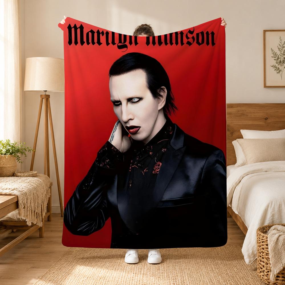 Marilyn Manson Singer Throw 240G Flannel Blanket, Suitable For Sofas, Beds, Offices, Exquisite Gift Blankets