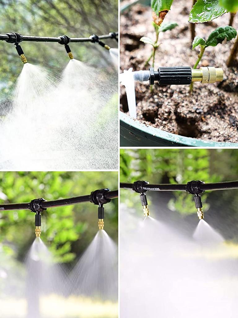 Misting Cooling System Sprayer Nozzle Adjustable Brass Atomizing Nozzle Humidify Watering Landscape For Garden Patio Greenhouse
