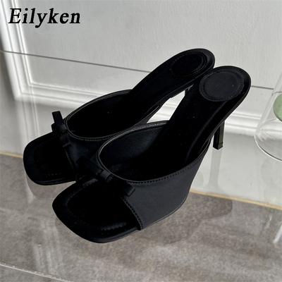 Fashion Eilyken Square Toe Women Slippers Fashion High Heels Shallow Party Dress Mules Slides Female Shoes Zapatos Mujer