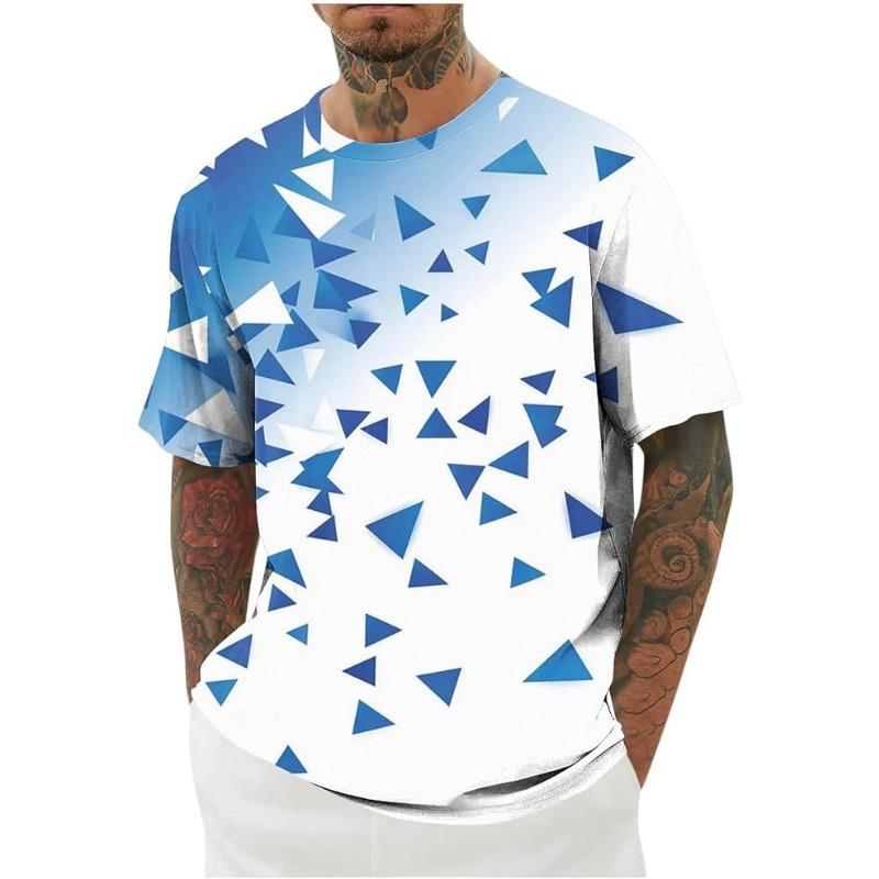 Mens Crewneck T-Shirt Short Sleeve Solid/Printed Crew Neck T-Shirt Muscle Fitted Lightweight Stylish Pullover Tees Top
