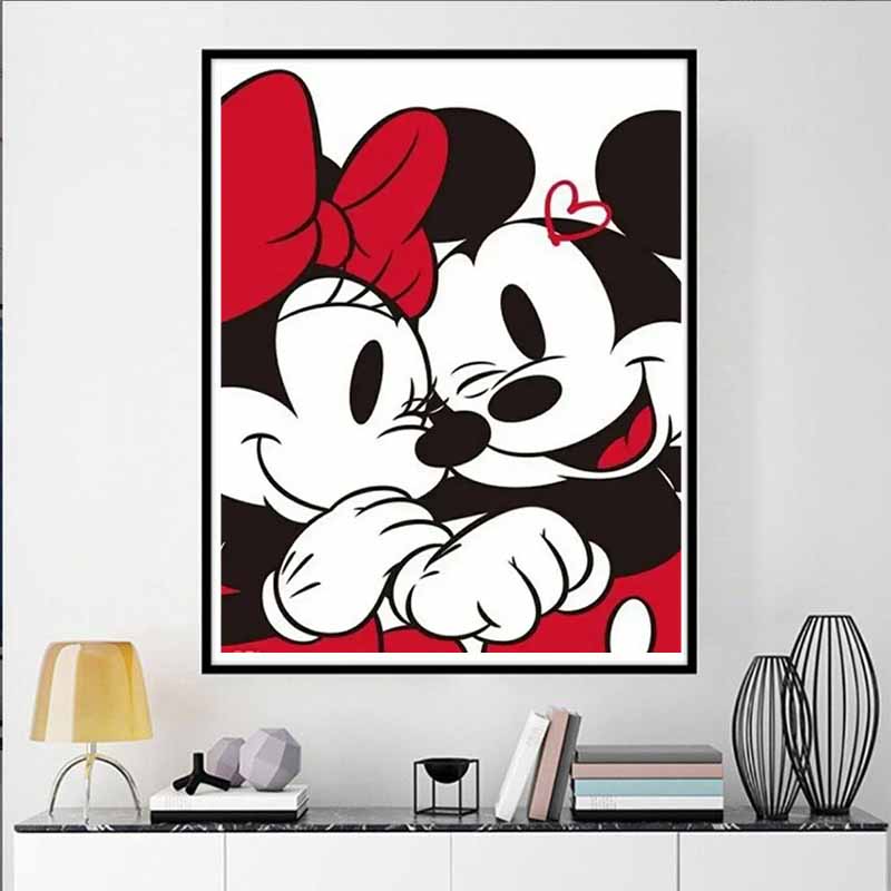 Disney Diamond Painting Set Mickey  Minnie Sweet Illustration Embroidery Wall Decoration Craft DIY Set Gift Handmade Crystal 5D Diamond