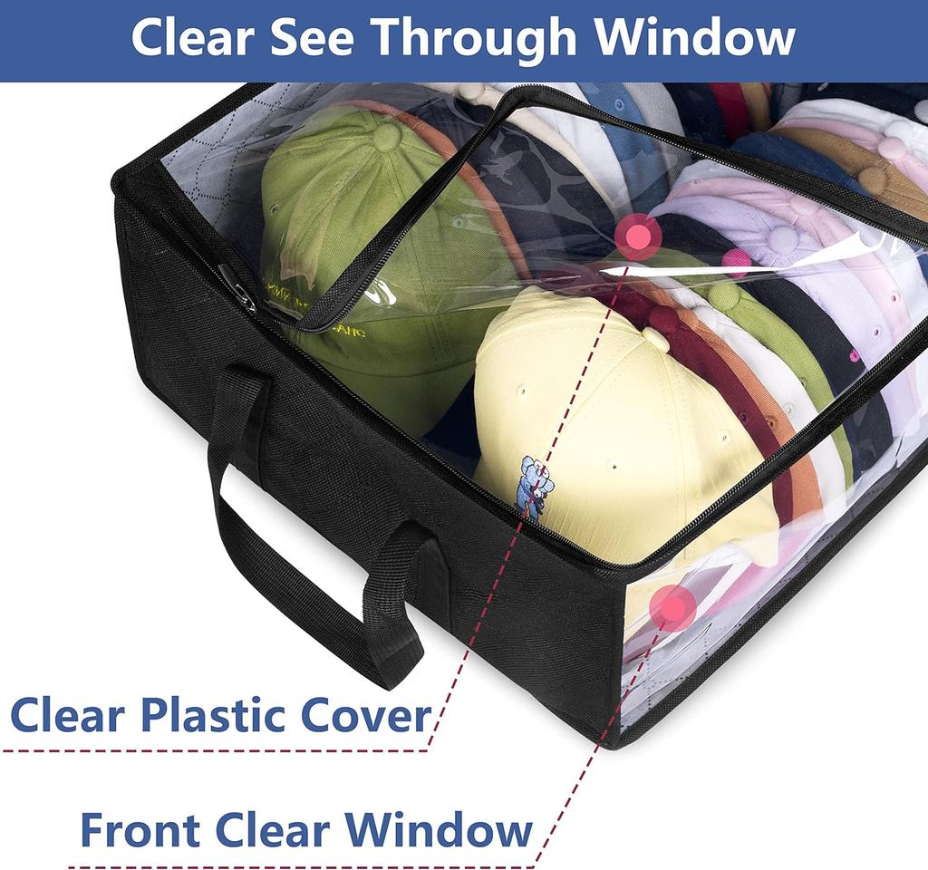 Large Capacity Hat Organizer Cap Holder Black Non Woven Hats Clothes Foldable Storage Hanging Bags Storage Boxes Hangers