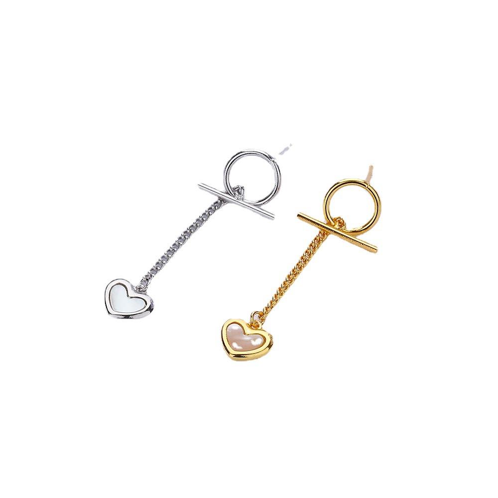 Unique Design Fritillary Love Fringed Earrings Women'S Fashion Internet Celebrities Ot Buckle Chain Heart Earrings Long Cross-Border