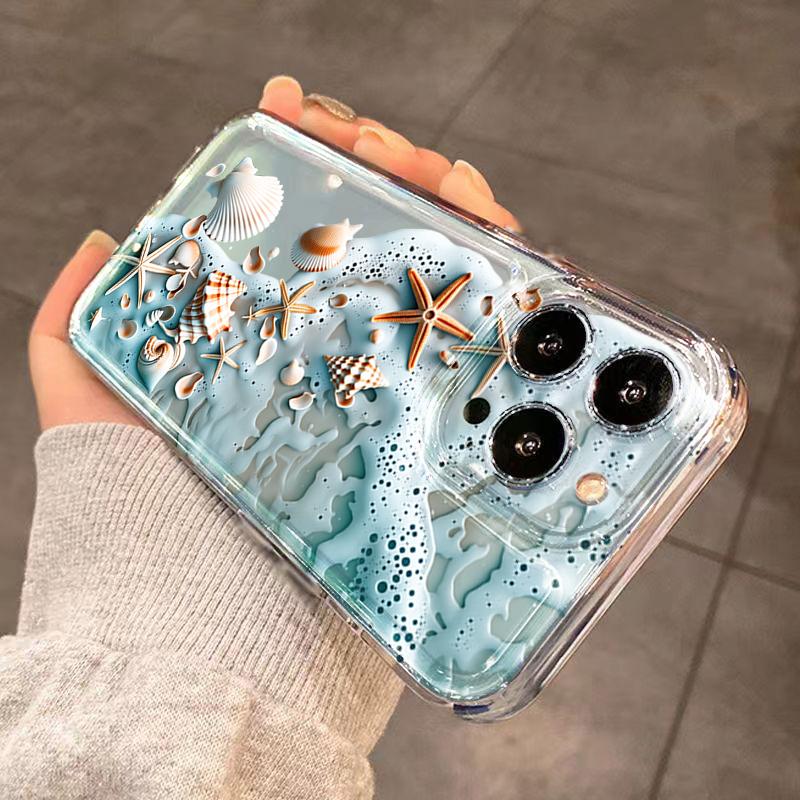 Beach Shell Phone Case for Samsung Galaxy S26 Ultra 5G S25 Plus S24 FE S23 S22 A17 A37 A57 A55 A54 A36 A35 Transparent TPU Cover