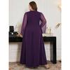 Plus Size Elegant Round Neck Beaded Embroidered Sequin Evening Gown Formal Wedding Party Bridesmaid Dress