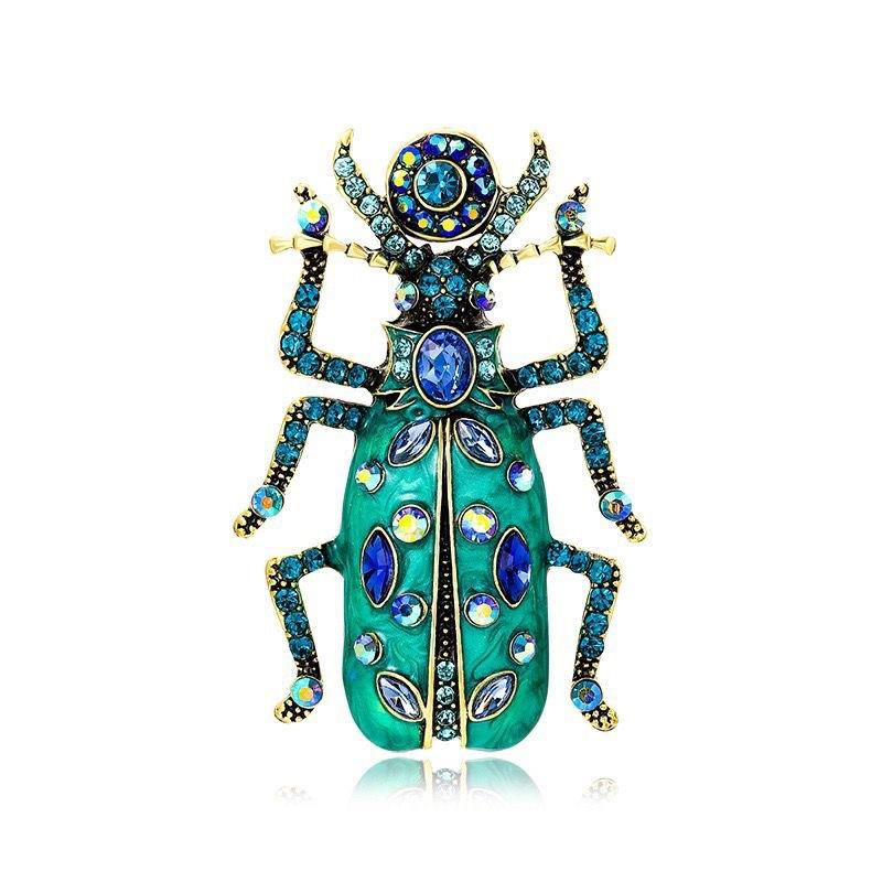 Large Beetle Brooches for Women Unisex Rhinestone Enamel Insect Pins Banquet Party Backpack Gifts Jewelry Accessories