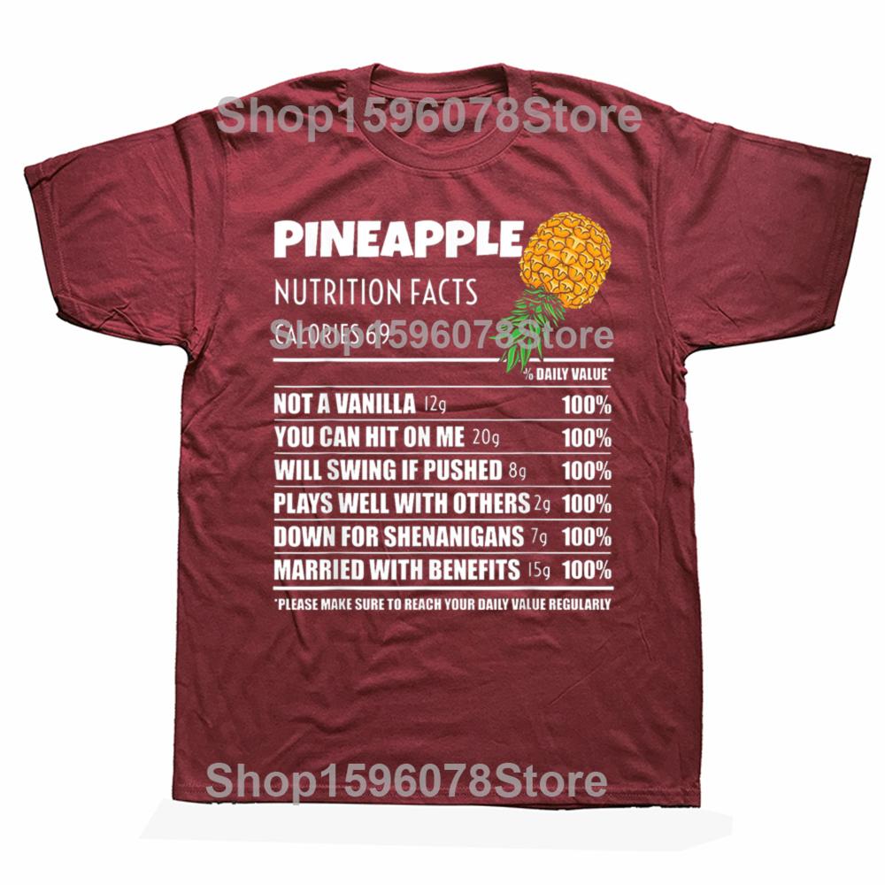 Funny Upside Down Pineapple Nutrition Facts Swinger Graphic T Shirts Cotton Humor  Tee Shirt Short Sleeve Unisex Loose Clothing