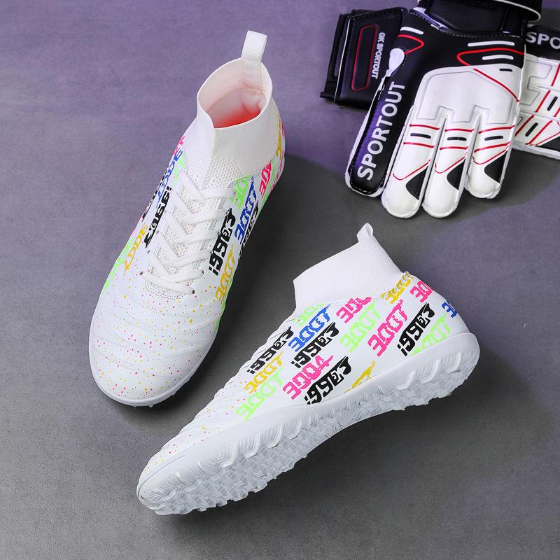 Men's and Women's High-top Football Shoes Breathable and Wear-resistant Artificial Turf Professional Game Training Sports Football Shoes