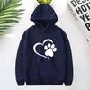 Cute Dog Paw and Heart Shape Print Hoodies Women Casual Long Sleeve Hoodies Autumn Winter Pullovers Plus Size