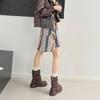 Korean British style platform Martin boots women's 2025 autumn and winter new stacking boots round head thick heel trouser tube boots short