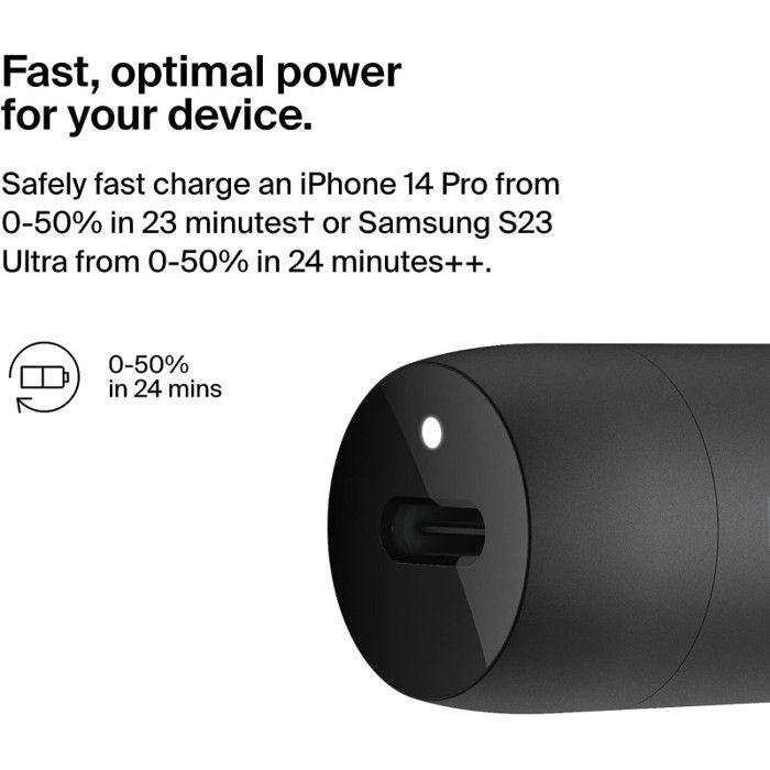 Nabíječka autobaterie - BELKIN - 30W USB PD - Zásuvka zapalovače cigaret - Černá a bílá - USB Type-C