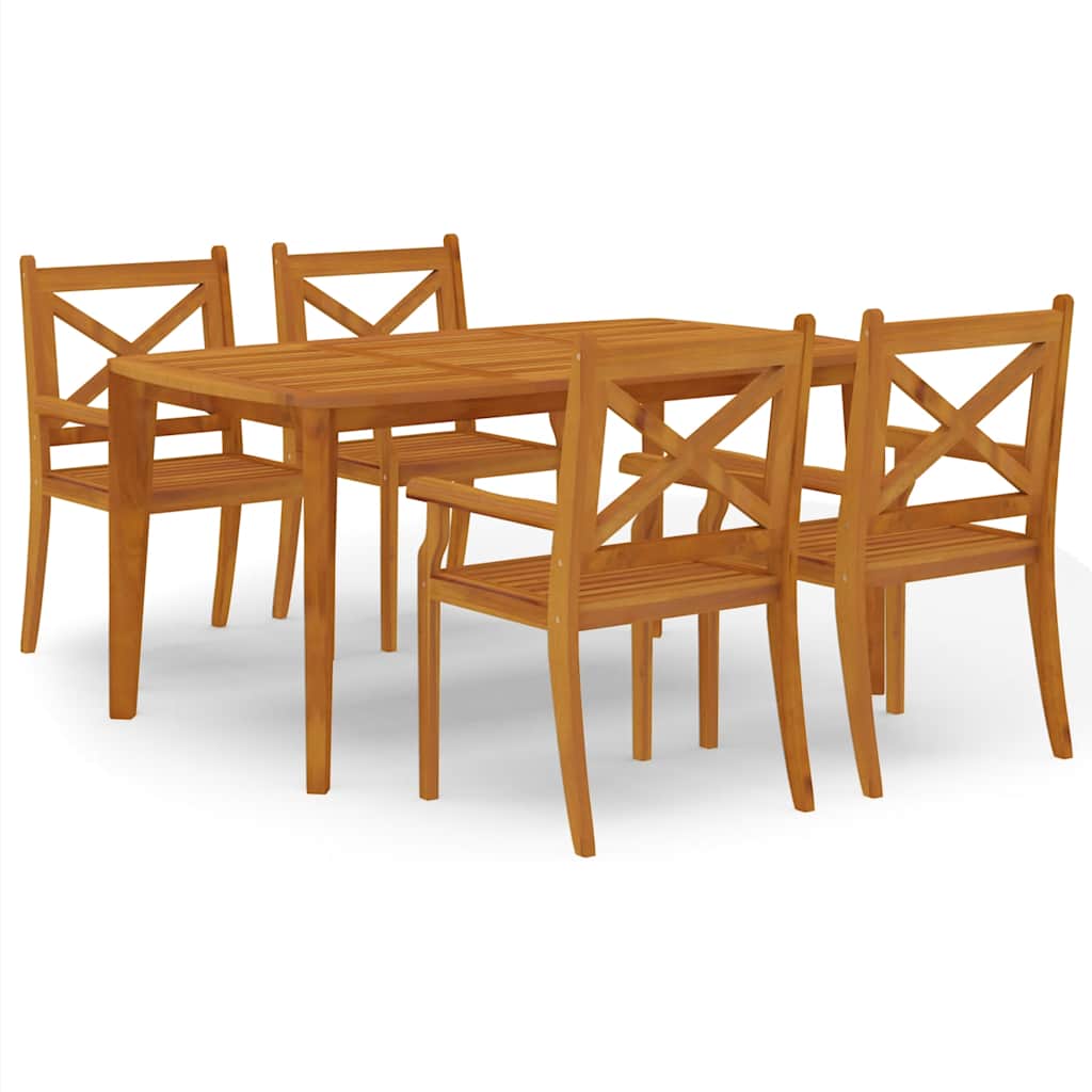 Set da Pranzo da Giardino a 5 Pezzi in Legno Massello di Acacia