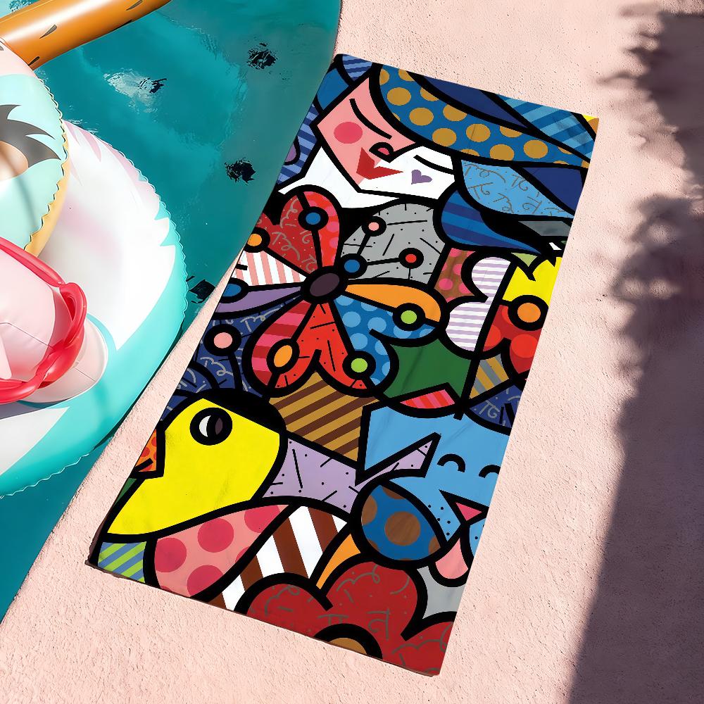 Fashion print R-Romero B-Britto Towel Drying Bath Towel Applicable To Light Swimming Camping Yoga Beach Out