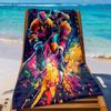 Ice Hockey Players Beach Towel Colorful Sports Art Print Action Design Quick Dry Soft Microfiber Bath Towel For Men BoysFansGift