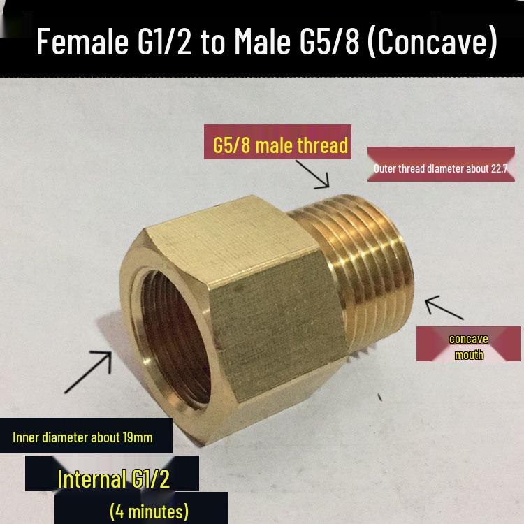 Raccordo riduttore di pressione ossigeno con valvola cilindrica filettatura femmina G5/8 maschio e testa a sfera in rame