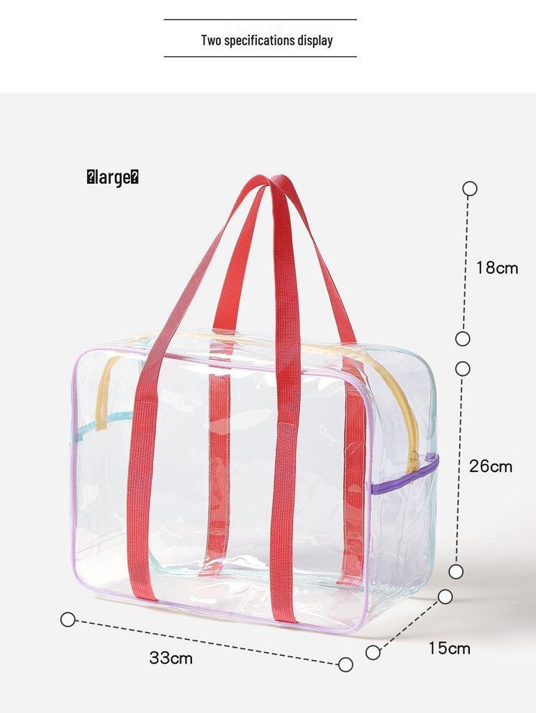 Pink Transparent Large-Capacity Waterproof Toiletry Bag for Beach & Travel