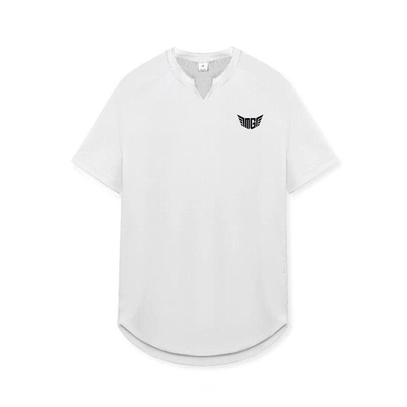 Muscleguys Men's Body-building Short Sleeved T-shirt Slim Fitting Breathable Sweat Absorbing Fitness Suit Sports Casual Tops