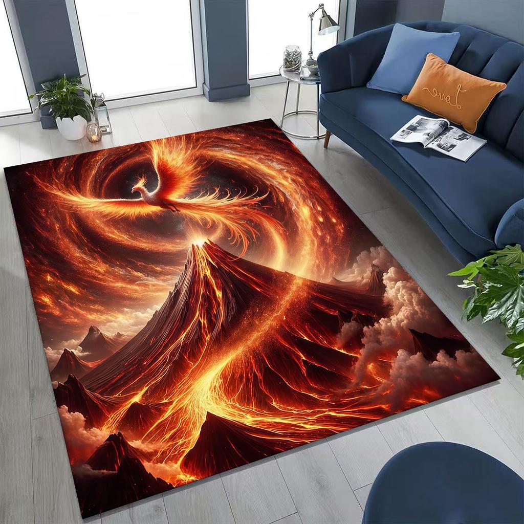 Colorful Rebirth Fire Phoenix Divine Bird Rug for Bedroom Living Room Sofa Home Doormat Decor, Large Kid Play Non-slip Floor Mat