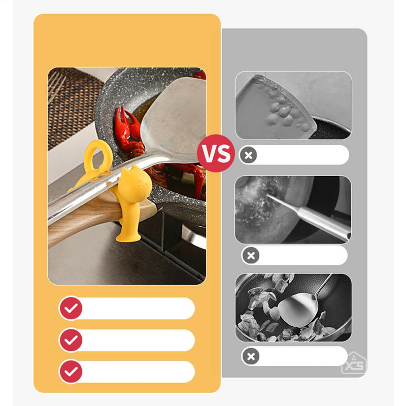 Spoon Rest Cat Shape Spoon Cooking Holder Anti-scalding Spatula Rest Bracket Clips For Home Kitchen Restauran Use