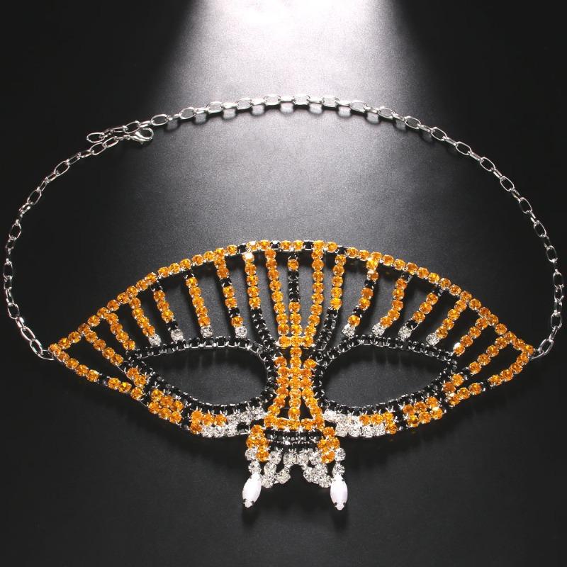 

Rhinestone Mask, European and American Personality Exaggerated Diamond Face Decoration Halloween Versatile Accessories Mask срібний