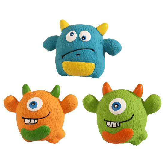 Squeaky Dog Chew Toy Latex Cute Devil Dog Teeth Cleaning Toy Safe Puppy Teething Toy for Biting Catching Intercative Fetch Game