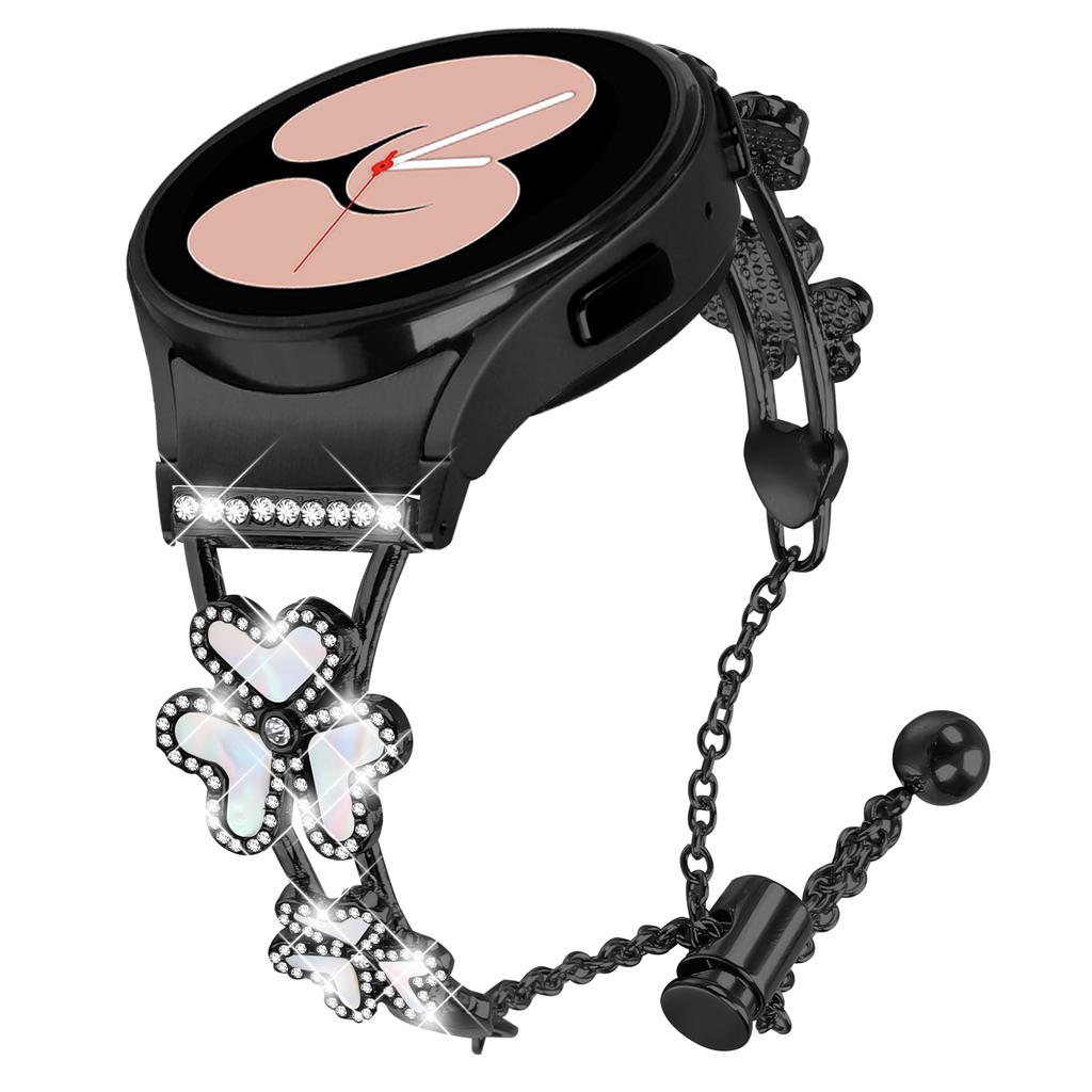 Metal Band with Connector For Samsung Galaxy Watch7 44mm/40mm Heart Clover Decor Watch Strap