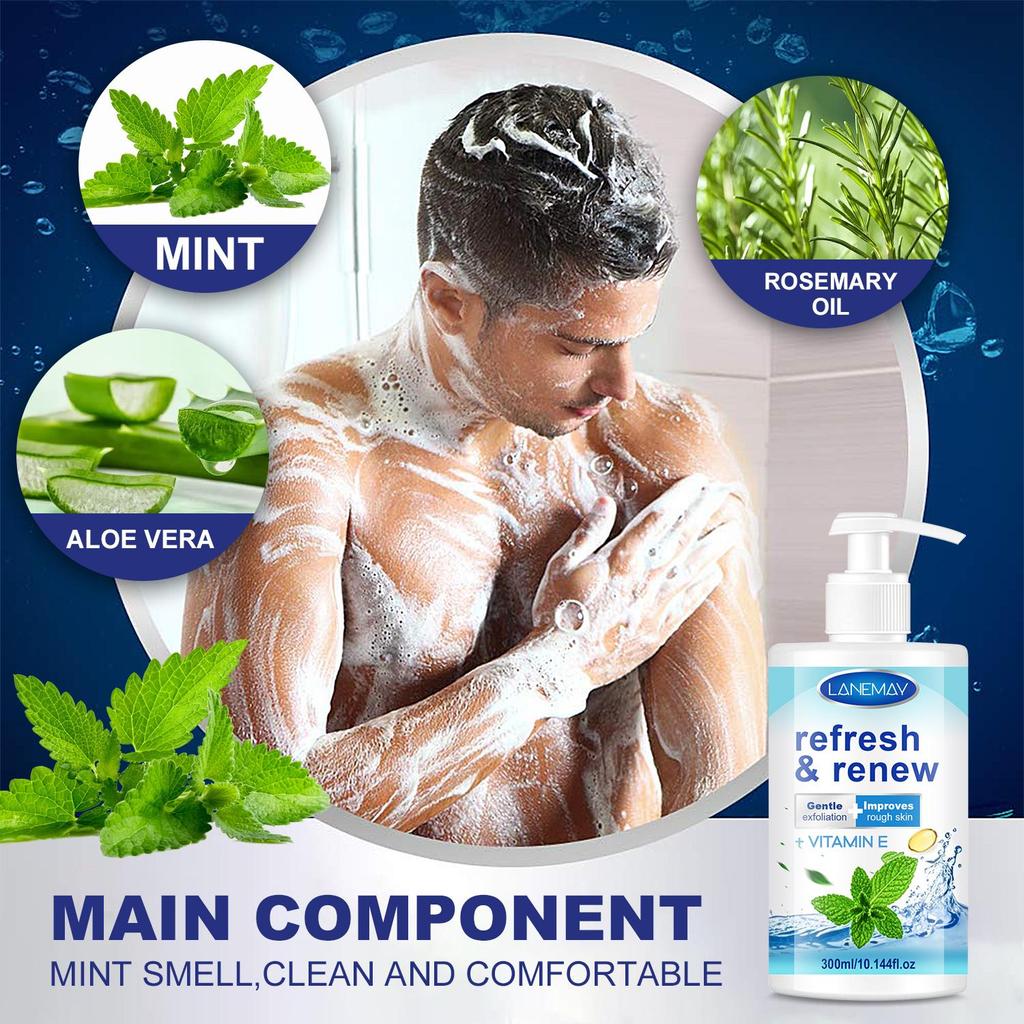 Refresh & Renew Body Wash With Mint & Aloe Vera - Gently Cleanses the Skin, Leaves Skin Soft and Smooth-Perfect For Daily Use On All Skin Types,300ml