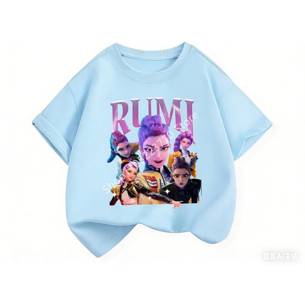 2026 Fun Huntrix Kpop Demon Hunters T-Shirt for Boys Girls Fans Gift Summer Crew Neck Short Sleeve Tees Fashion Kids T-shirt