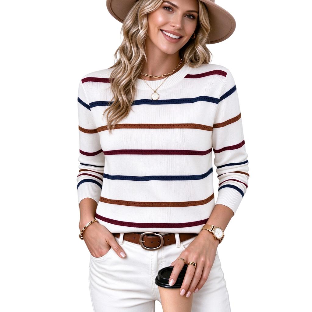Women's Casual Long Sleeve Sweater Versatile Knit Top for Commute and Everyday Wear