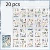 20 Sheets Traditional Ink Wash Character Landscape Sticker, Ancient Chinese Art Decorative Paper Craft Kit,for DIY Projects