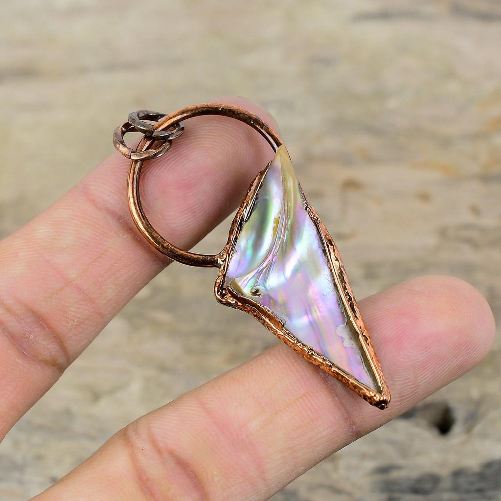 Abalone Muschel Rohanhänger Elektroformed Kupfer Anhänger Brandneuer Anhänger Elektroformed Schmuck Handgemacht Echt Edelstein Anhänger Geschenk für Mama