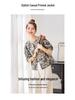 Women's Retro Print Round Neck Short Jacket - Spring 2025 Cotton Linen Design