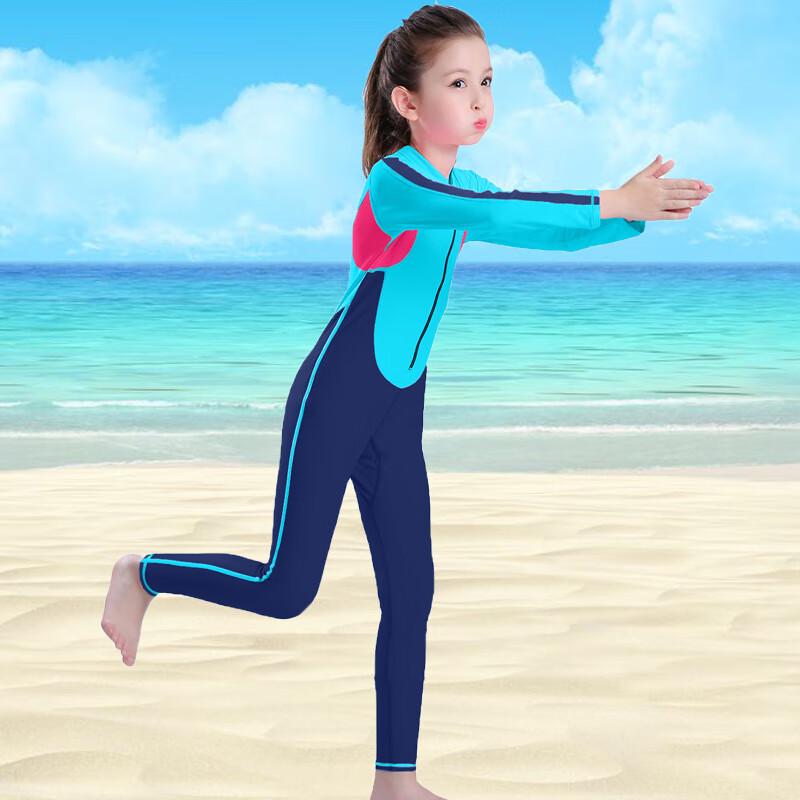 Tuolangshi Girls Long Sleeve One-Piece Sun Protection Swimsuit