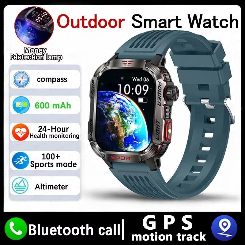 2025 Neue Militär-GPS-Smartwatch Herren Taschenlampe Kompass Wasserdicht Outdoor-Sport-Tracker Bluetooth-Anruf Smartwatch
