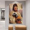 Jesus Herding Sheep Canvas Art  Classic Christian Religious Wall Decor Poster Print for Home Decoration