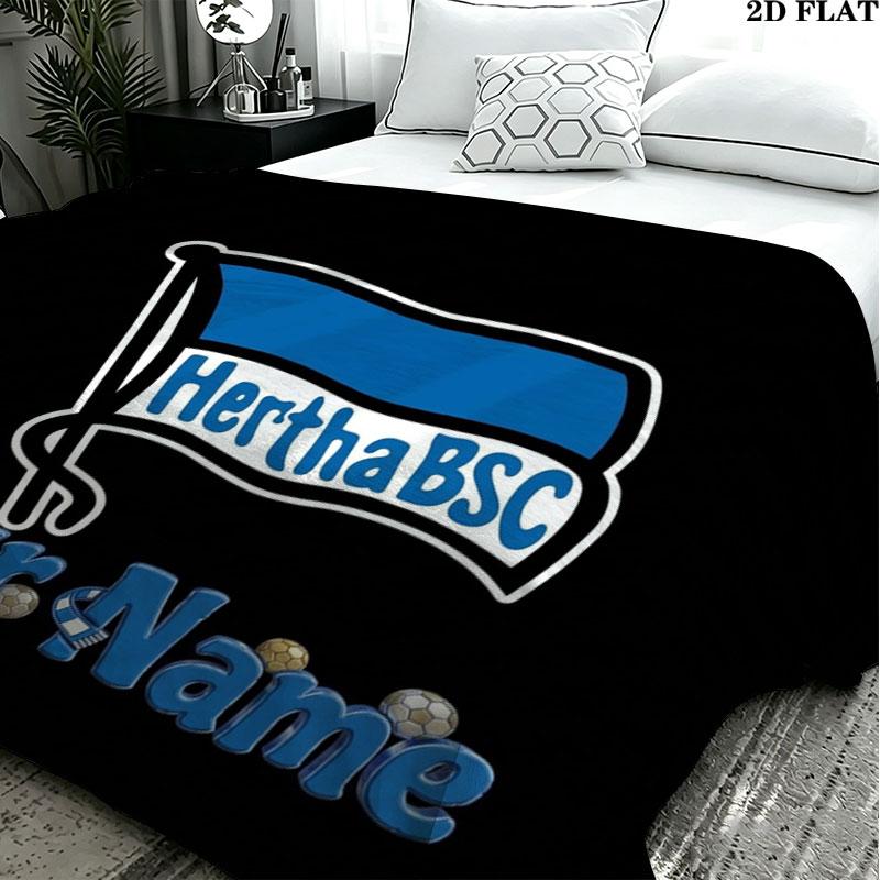 1PC Hertha BSC Custom Name Patterned Flannel Blanket Suitable For All Seasons for Home Decor Warmth and Comfort Gifts Holiday Present