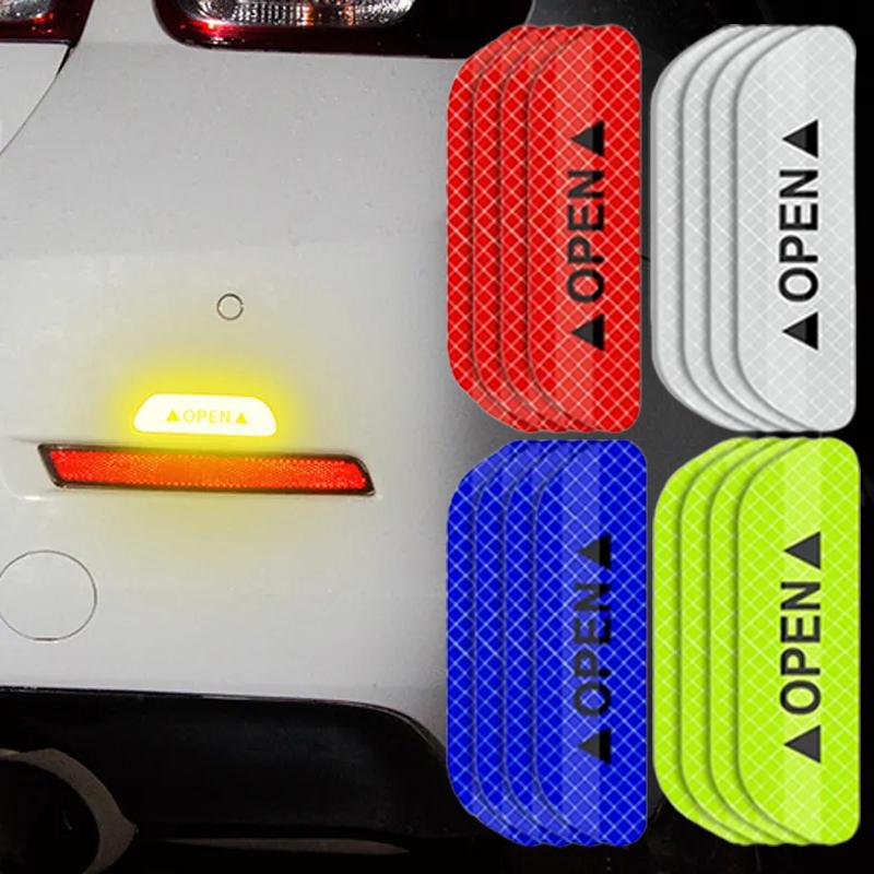 12Pcs Reflective Car Door Sticker Safety Opening Warning Reflector Mark Tape Decal Car Styling Decor Car Exterior Accessories