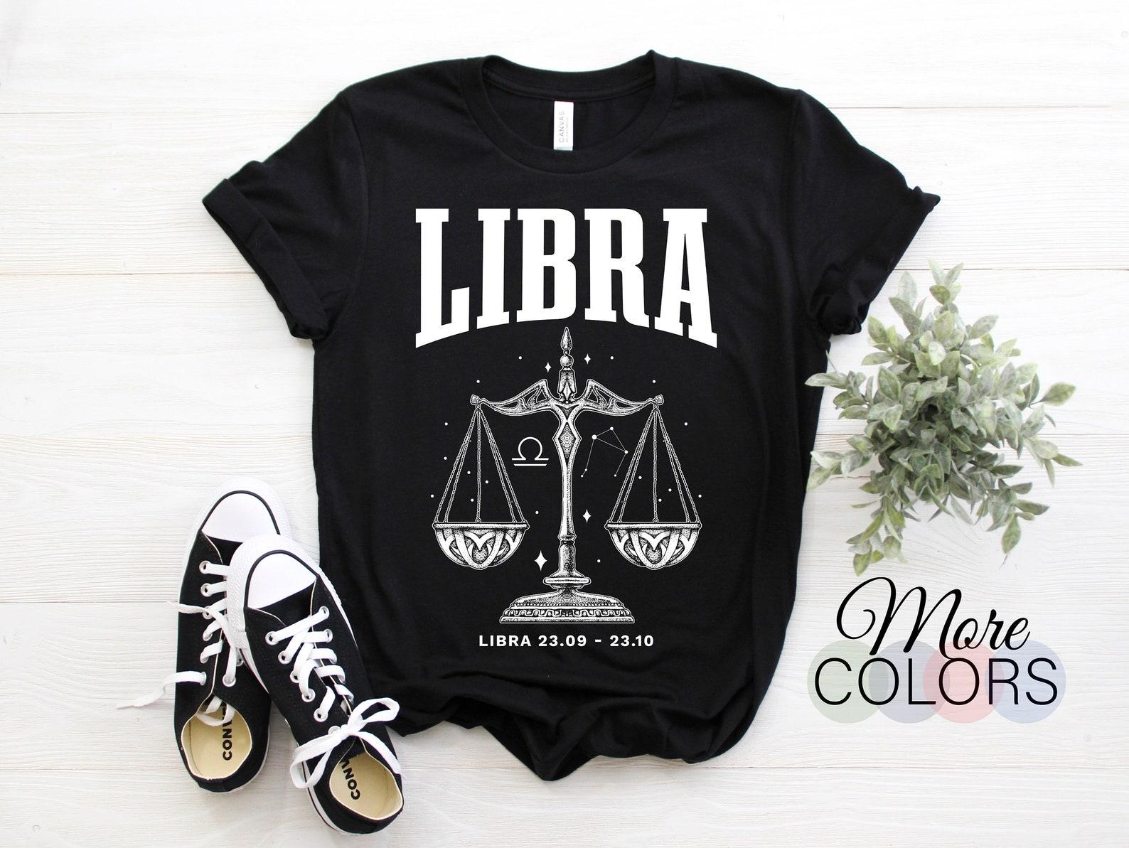 Libra Horoscope Zodiac Astrological Sign T-Shirt, Born On September 23 - October 22 Gifts, Libra Birthday TShirt, Christmas Present Tees, 160