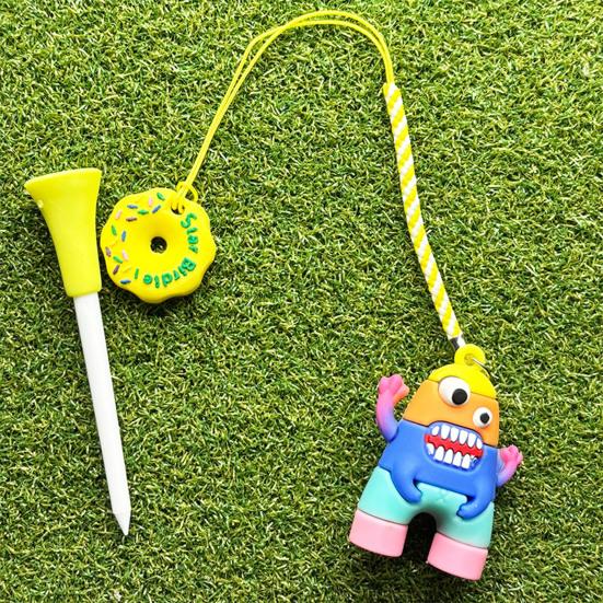 Anti Lost Plastic Golf Tee Hanger Cartoon Golf Tee Ring with Strap Tee Loss Prevention Golf Accessories for Men Women Golfer Gifts