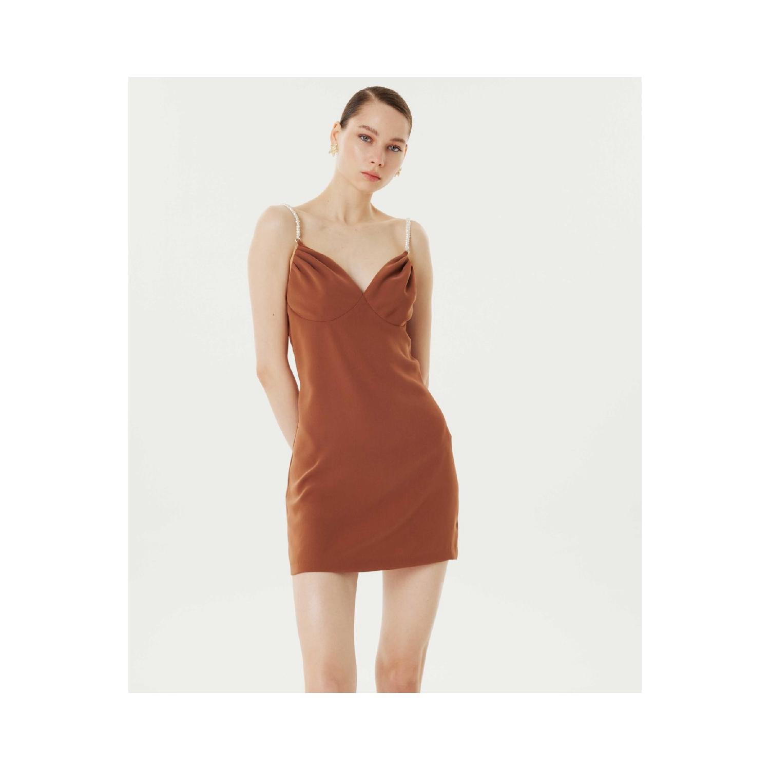 

Faux Pearl Strap Dress 34 коричневый