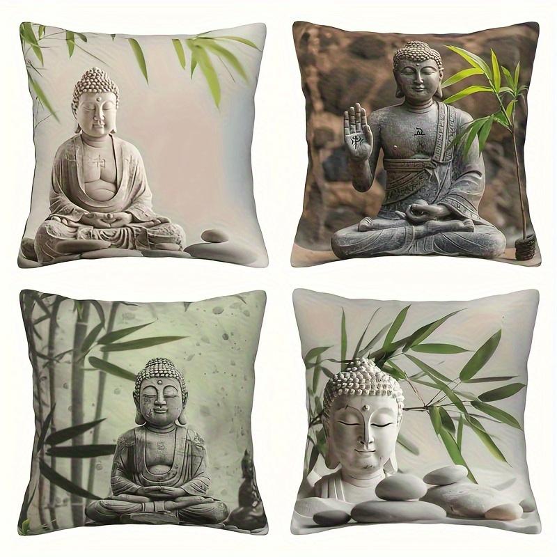 Zeninspired Buddha statue digital printing pillow cover Short plush Suitable living rooms bedrooms sofas throw cushion cover