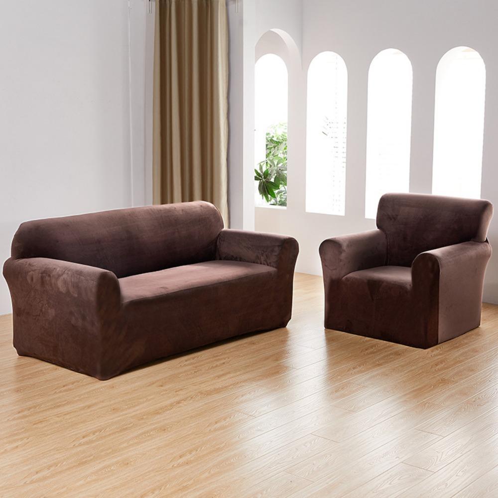 Velvet Sofa Cover Stretch Full Protection Dustproof Elastic Sofa Protector
